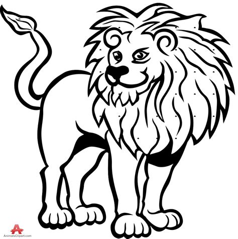 Cartoon lion roaring isolated on white background. . Lion clip art black and white